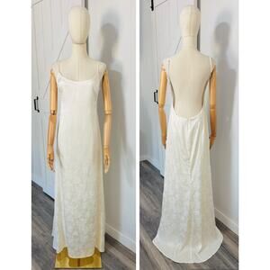 Reformation Size 10 Allium Floral Open Back Maxi Dress Ivory Off White Formal